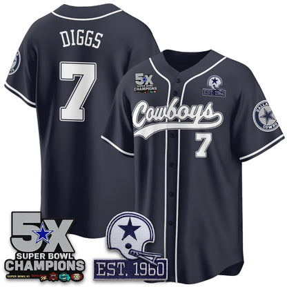 DAL 5-Time Champions Patch Limited Baseball Jersey - All Stitched-DTD