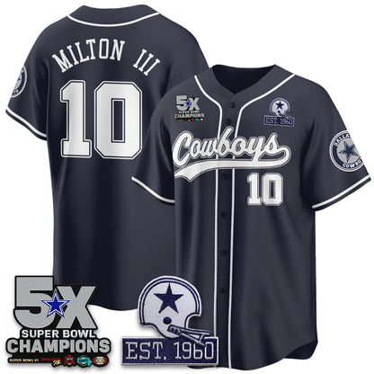 DAL 5-Time Champions Patch Limited Baseball Jersey - All Stitched-DTD
