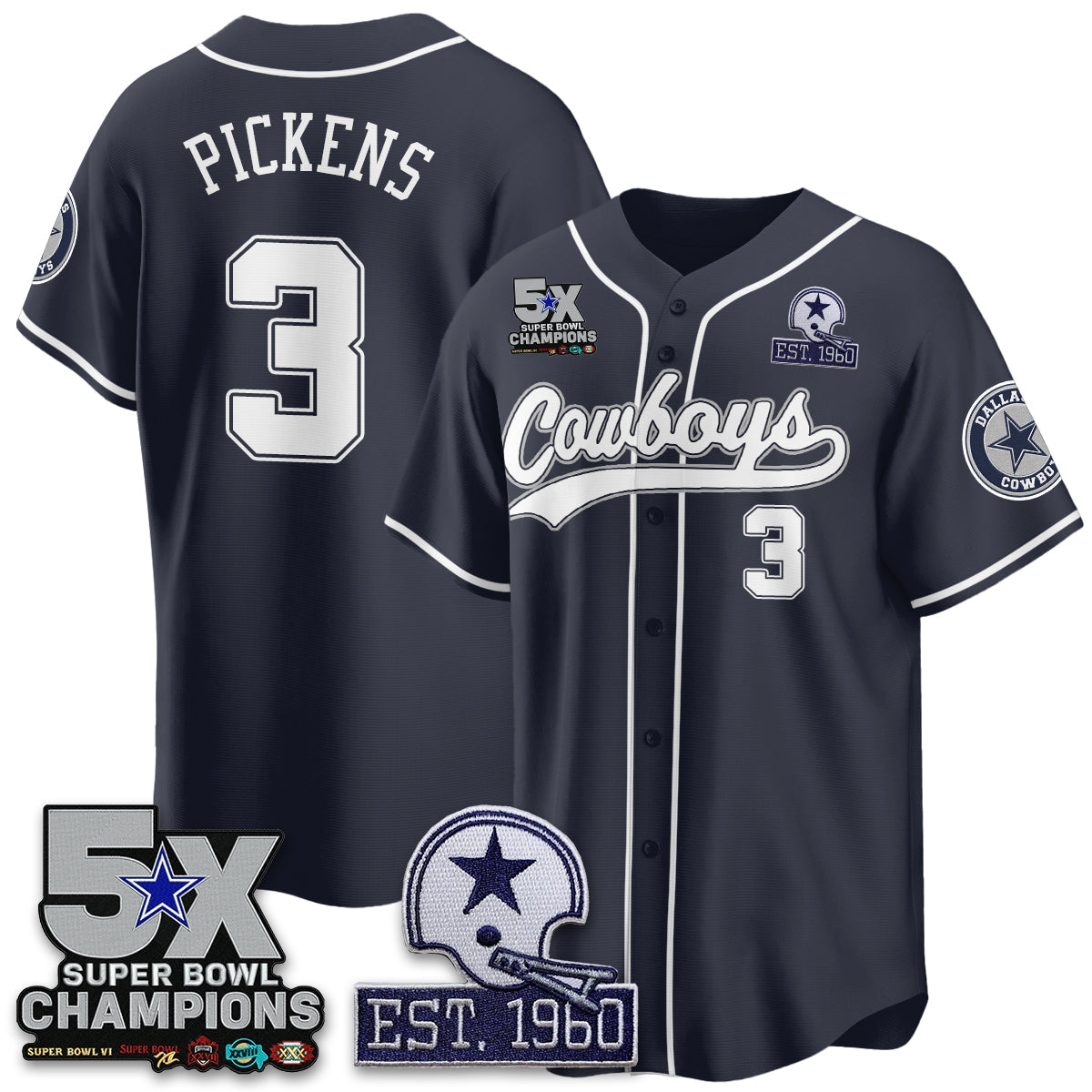 DAL 5-Time Champions Patch Limited Baseball Jersey - All Stitched-DTD
