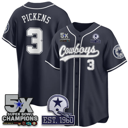 DAL 5-Time Champions Patch Limited Baseball Jersey - All Stitched-DTD