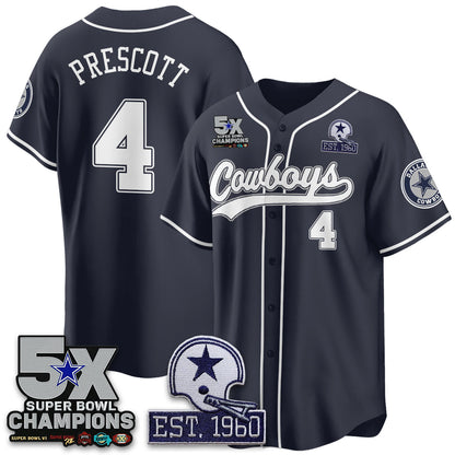 DAL 5-Time Champions Patch Limited Baseball Jersey - All Stitched-DTD