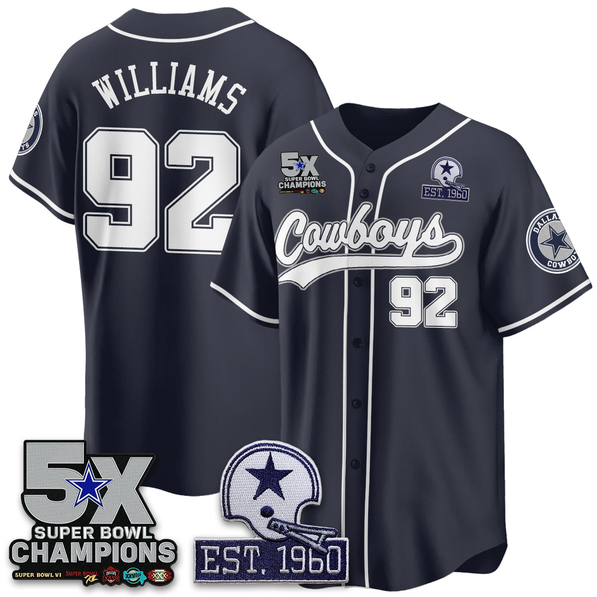 DAL 5-Time Champions Patch Limited Baseball Jersey - All Stitched-DTD