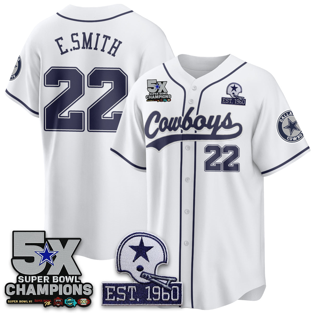 DAL 5-Time Champions Patch Limited Baseball Jersey - All Stitched-DTD