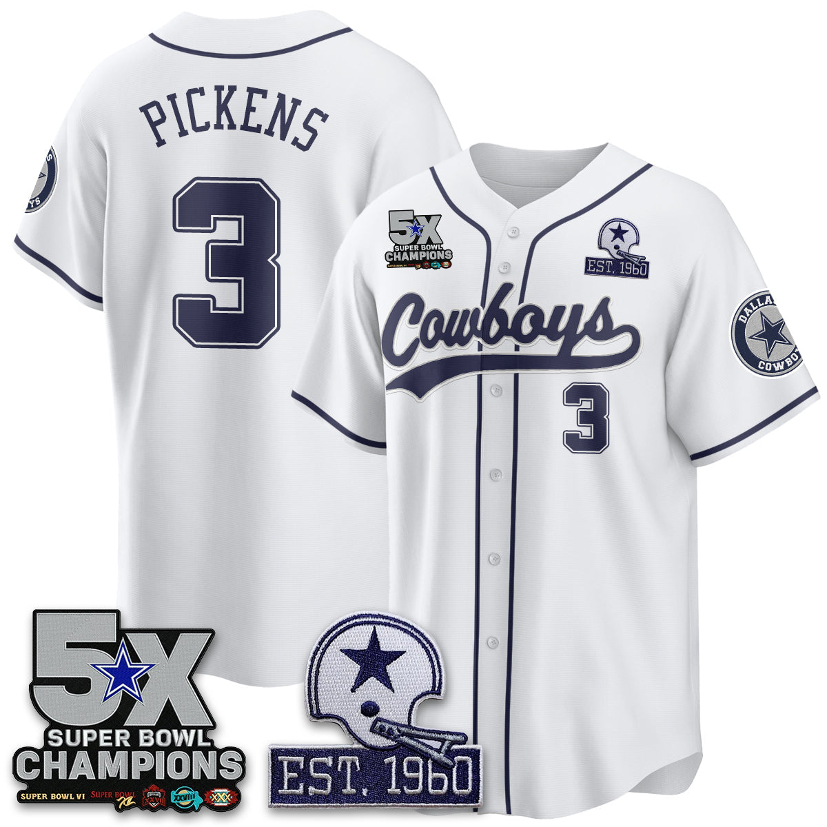 DAL 5-Time Champions Patch Limited Baseball Jersey - All Stitched-DTD
