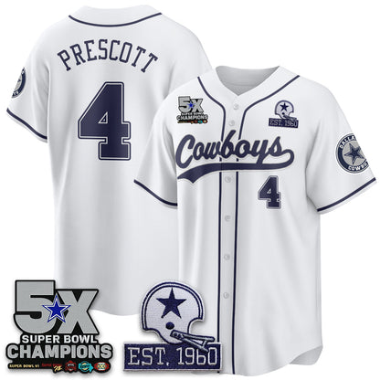 DAL 5-Time Champions Patch Limited Baseball Jersey - All Stitched-DTD