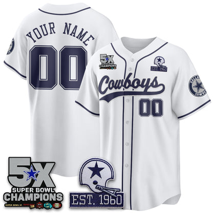 Custom DAL 5-Time Champions Patch Limited Baseball Jersey - All Stitched-DTD