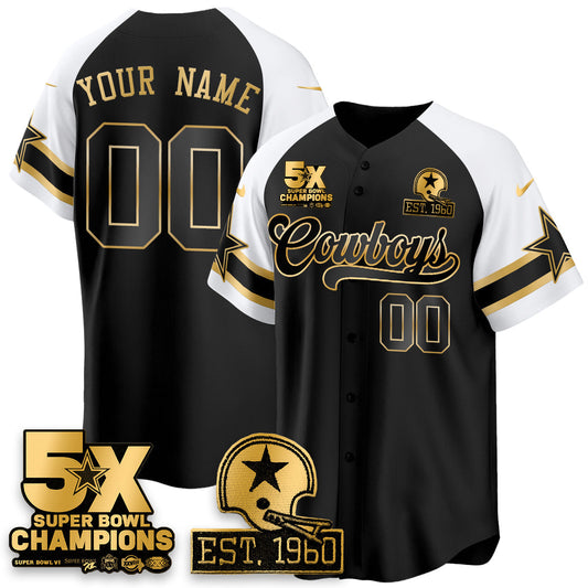 DAL 5-Time Champions Patch Vapor Limited Gold Baseball Custom Jersey - All Stitched-DTD