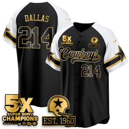 DAL 5-Time Champions Patch Vapor Limited Gold Baseball Jersey - All Stitched-DTD