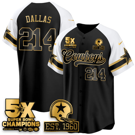 DAL 5-Time Champions Patch Vapor Limited Gold Baseball Jersey - All Stitched-DTD