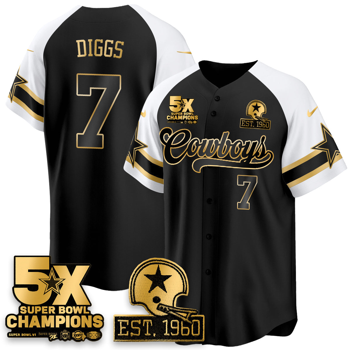 DAL 5-Time Champions Patch Vapor Limited Gold Baseball Jersey - All Stitched-DTD