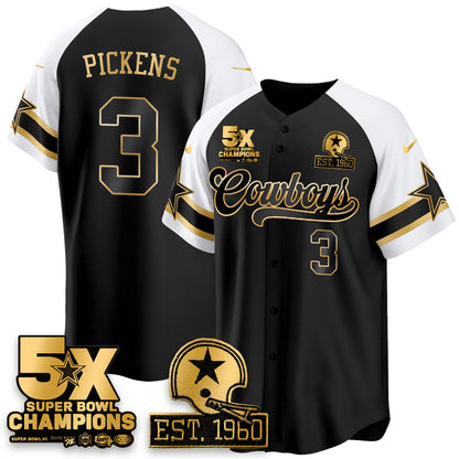DAL 5-Time Champions Patch Vapor Limited Gold Baseball Jersey - All Stitched-DTD