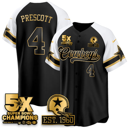 DAL 5-Time Champions Patch Vapor Limited Gold Baseball Jersey - All Stitched-DTD