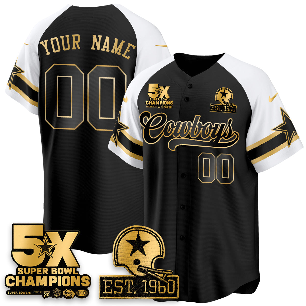 DAL 5-Time Champions Patch Vapor Limited Gold Baseball Jersey - All Stitched-DTD