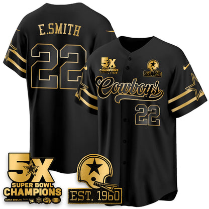 DAL 5-Time Champions Patch Vapor Limited Gold Baseball Jersey - All Stitched-DTD