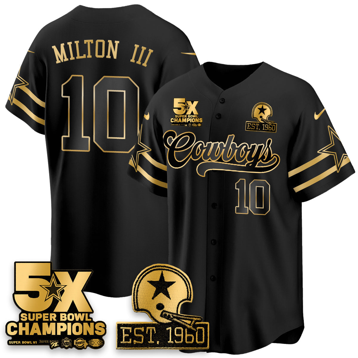 DAL 5-Time Champions Patch Vapor Limited Gold Baseball Jersey - All Stitched-DTD