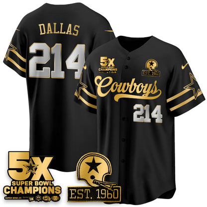 DAL 5-Time Champions Patch Vapor Limited Gold Baseball Jersey - All Stitched-DTD