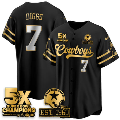DAL 5-Time Champions Patch Vapor Limited Gold Baseball Jersey - All Stitched-DTD