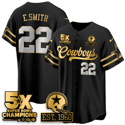 DAL 5-Time Champions Patch Vapor Limited Gold Baseball Jersey - All Stitched-DTD