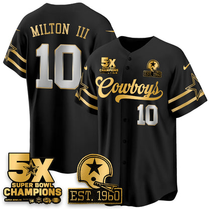 DAL 5-Time Champions Patch Vapor Limited Gold Baseball Jersey - All Stitched-DTD