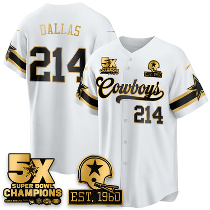 DAL 5-Time Champions Patch Vapor Limited Gold Baseball Jersey - All Stitched-DTD