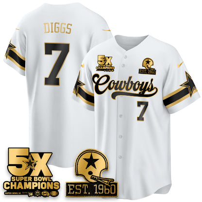 DAL 5-Time Champions Patch Vapor Limited Gold Baseball Jersey - All Stitched-DTD