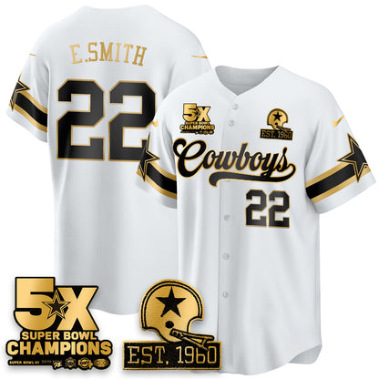 DAL 5-Time Champions Patch Vapor Limited Gold Baseball Jersey - All Stitched-DTD