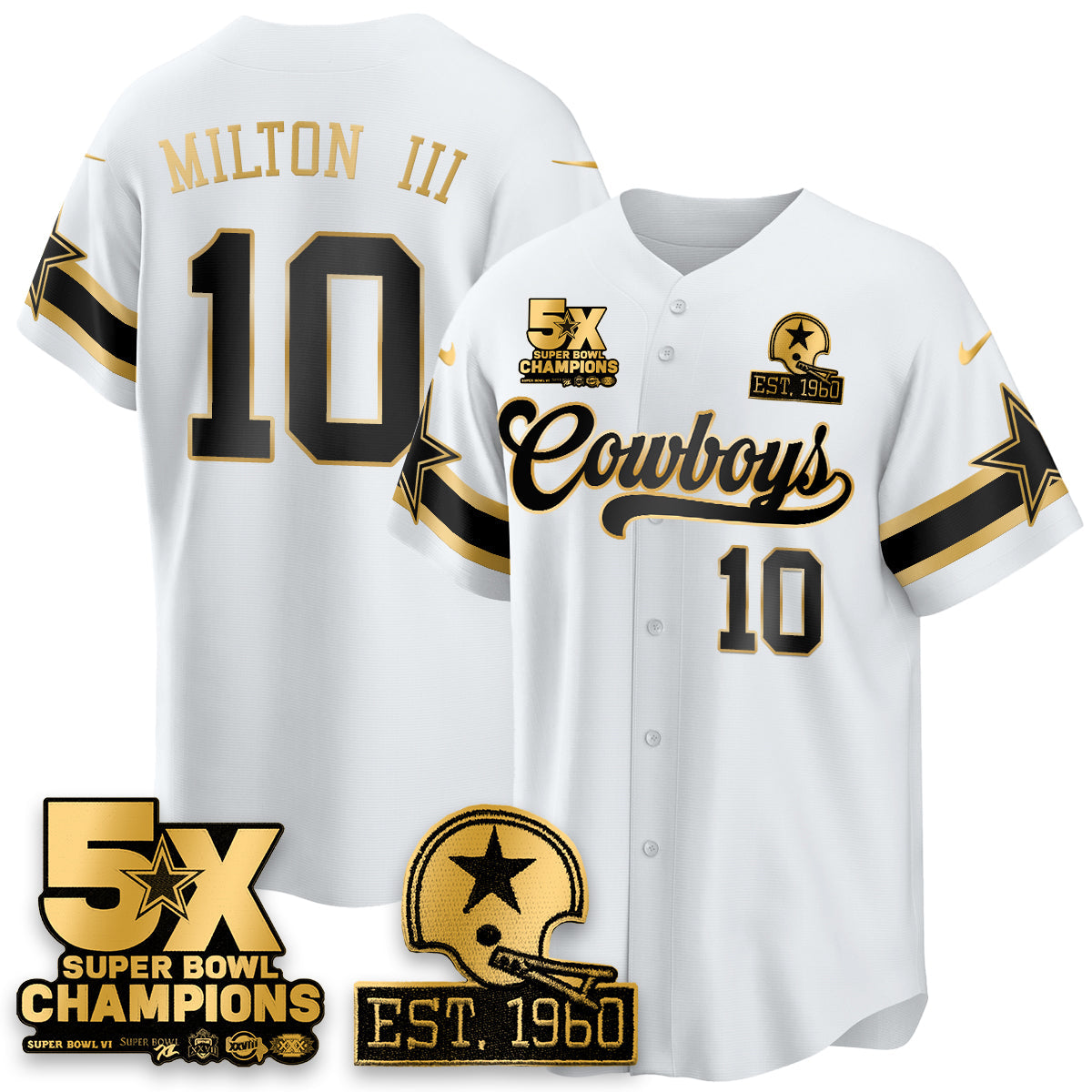 DAL 5-Time Champions Patch Vapor Limited Gold Baseball Jersey - All Stitched-DTD