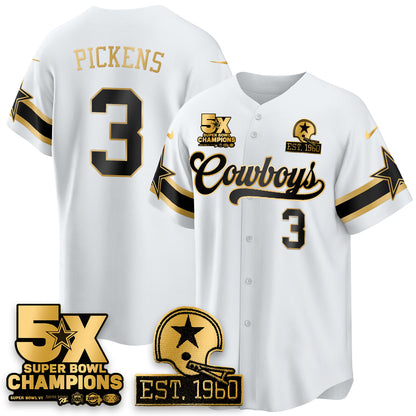 DAL 5-Time Champions Patch Vapor Limited Gold Baseball Jersey - All Stitched-DTD