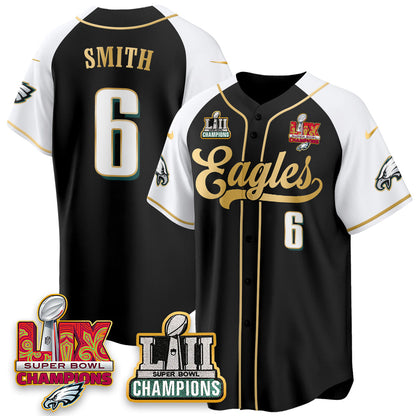 PHI LII-LIX Super Bowl Champions Vapor Limited Gold Baseball Jersey - All Stitched-DTD