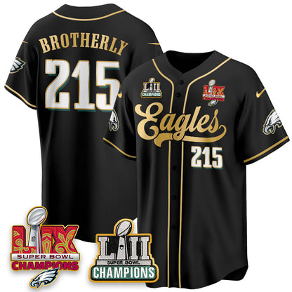 PHI LII-LIX Super Bowl Champions Vapor Limited Gold Baseball Jersey - All Stitched-DTD