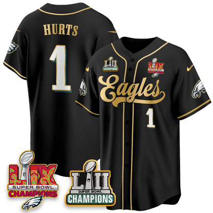 PHI LII-LIX Super Bowl Champions Vapor Limited Gold Baseball Jersey - All Stitched-DTD