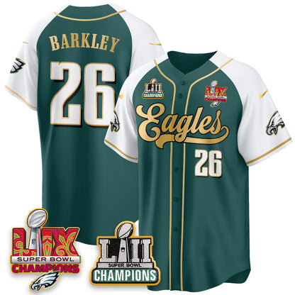 PHI LII-LIX Super Bowl Champions Vapor Limited Gold Baseball Jersey - All Stitched-DTD