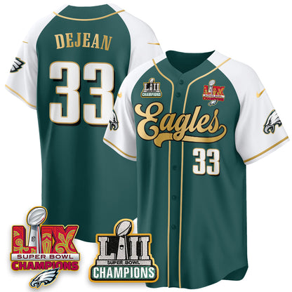 PHI LII-LIX Super Bowl Champions Vapor Limited Gold Baseball Jersey - All Stitched-DTD