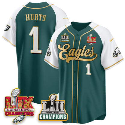 PHI LII-LIX Super Bowl Champions Vapor Limited Gold Baseball Jersey - All Stitched-DTD