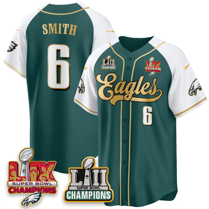 PHI LII-LIX Super Bowl Champions Vapor Limited Gold Baseball Jersey - All Stitched-DTD
