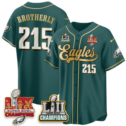 PHI LII-LIX Super Bowl Champions Vapor Limited Gold Baseball Jersey - All Stitched-DTD