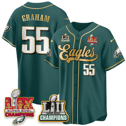 PHI LII-LIX Super Bowl Champions Vapor Limited Gold Baseball Jersey - All Stitched-DTD