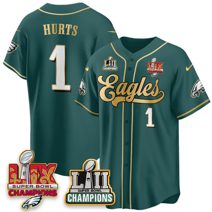 PHI LII-LIX Super Bowl Champions Vapor Limited Gold Baseball Jersey - All Stitched-DTD