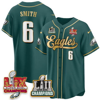 PHI LII-LIX Super Bowl Champions Vapor Limited Gold Baseball Jersey - All Stitched-DTD