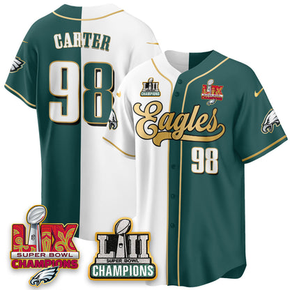 PHI LII-LIX Super Bowl Champions Vapor Limited Gold Baseball Jersey - All Stitched-DTD