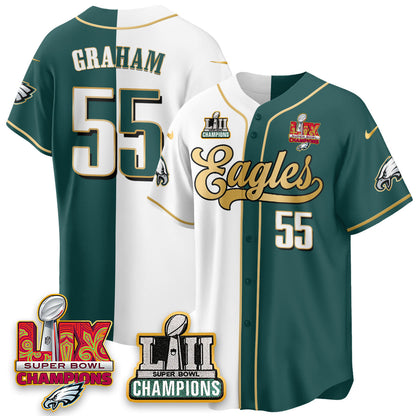 PHI LII-LIX Super Bowl Champions Vapor Limited Gold Baseball Jersey - All Stitched-DTD