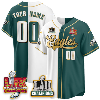 PHI LII-LIX Super Bowl Champions Vapor Limited Gold Baseball Custom Jersey - All Stitched-DTD