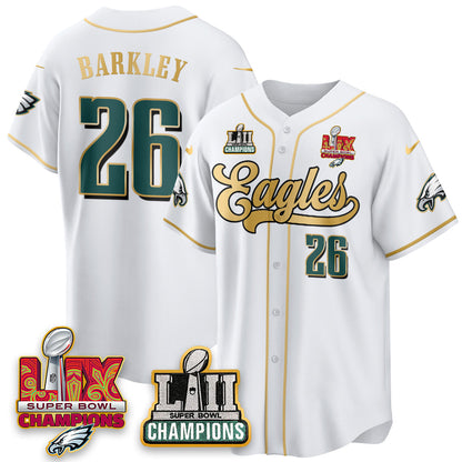 PHI LII-LIX Super Bowl Champions Vapor Limited Gold Baseball Jersey - All Stitched-DTD