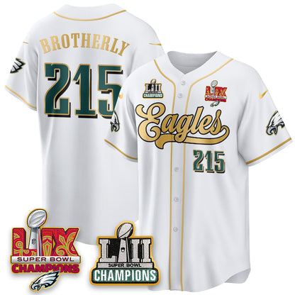 PHI LII-LIX Super Bowl Champions Vapor Limited Gold Baseball Jersey - All Stitched-DTD