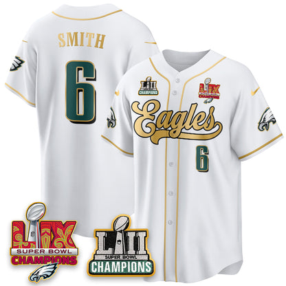 PHI LII-LIX Super Bowl Champions Vapor Limited Gold Baseball Jersey - All Stitched-DTD