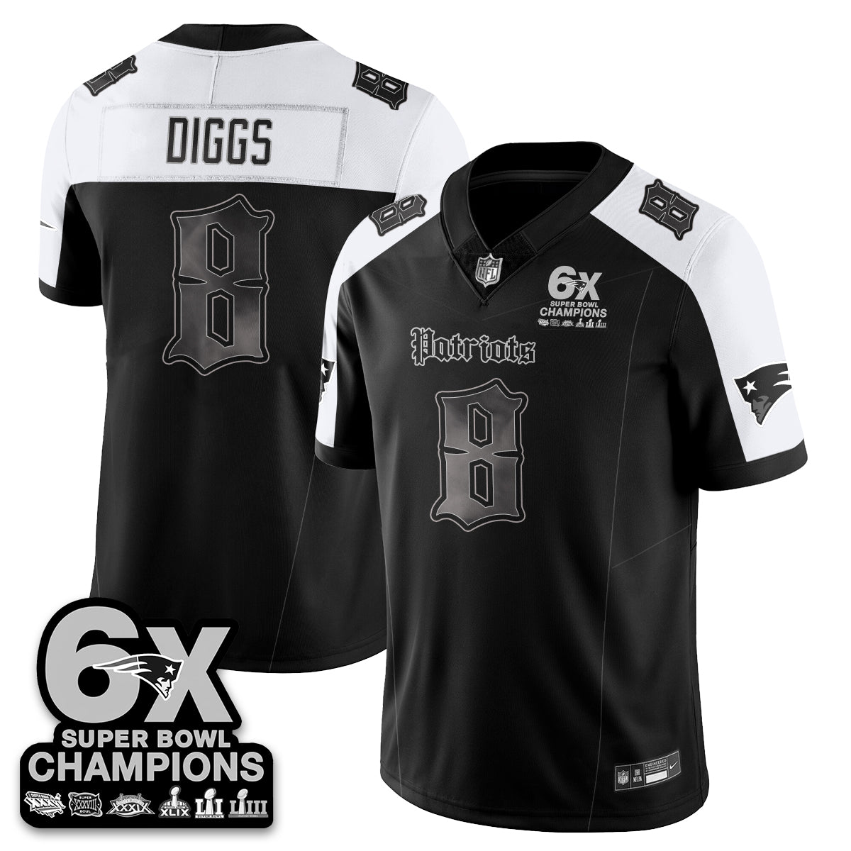 NE 'Dark Gothic' Vapor Limited Jersey - 6-Time Champions - All Stitched-DTD