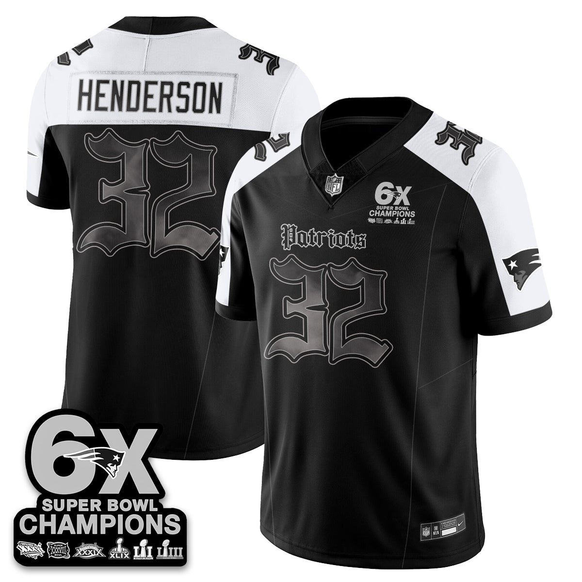 NE 'Dark Gothic' Vapor Limited Jersey - 6-Time Champions - All Stitched-DTD
