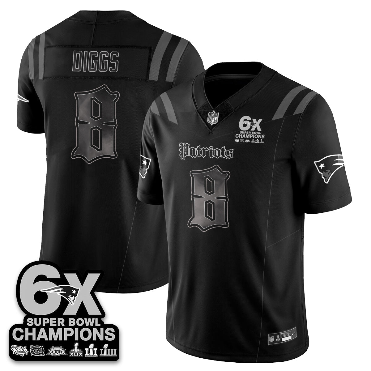 NE 'Dark Gothic' Vapor Limited Jersey - 6-Time Champions - All Stitched-DTD