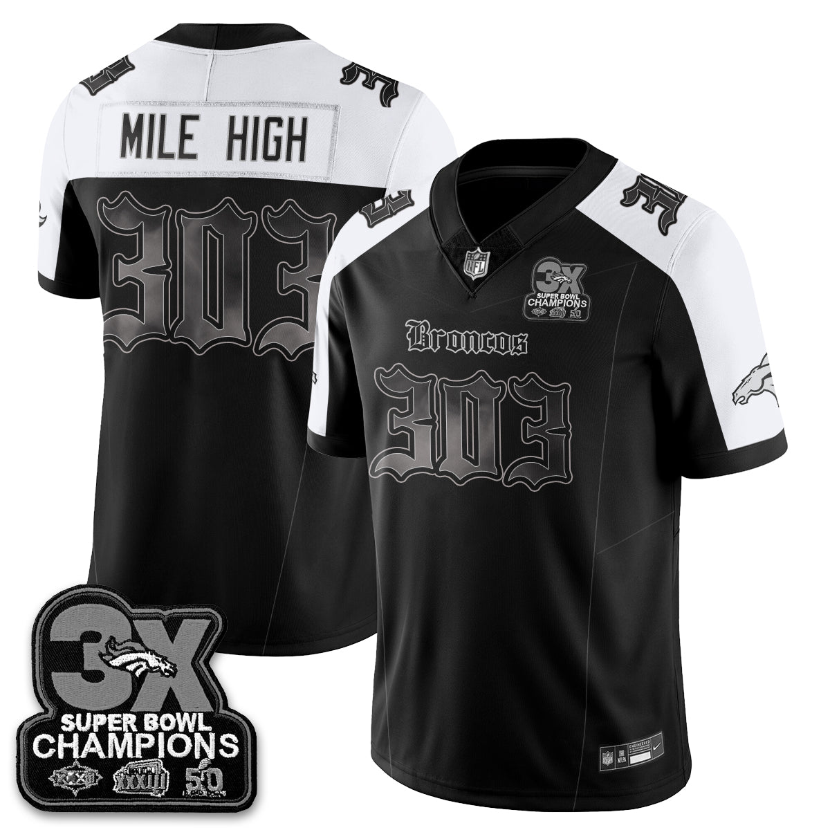 DEN 'Dark Gothic' Vapor Limited Jersey - 3-Time Champions - All Stitched-DTD