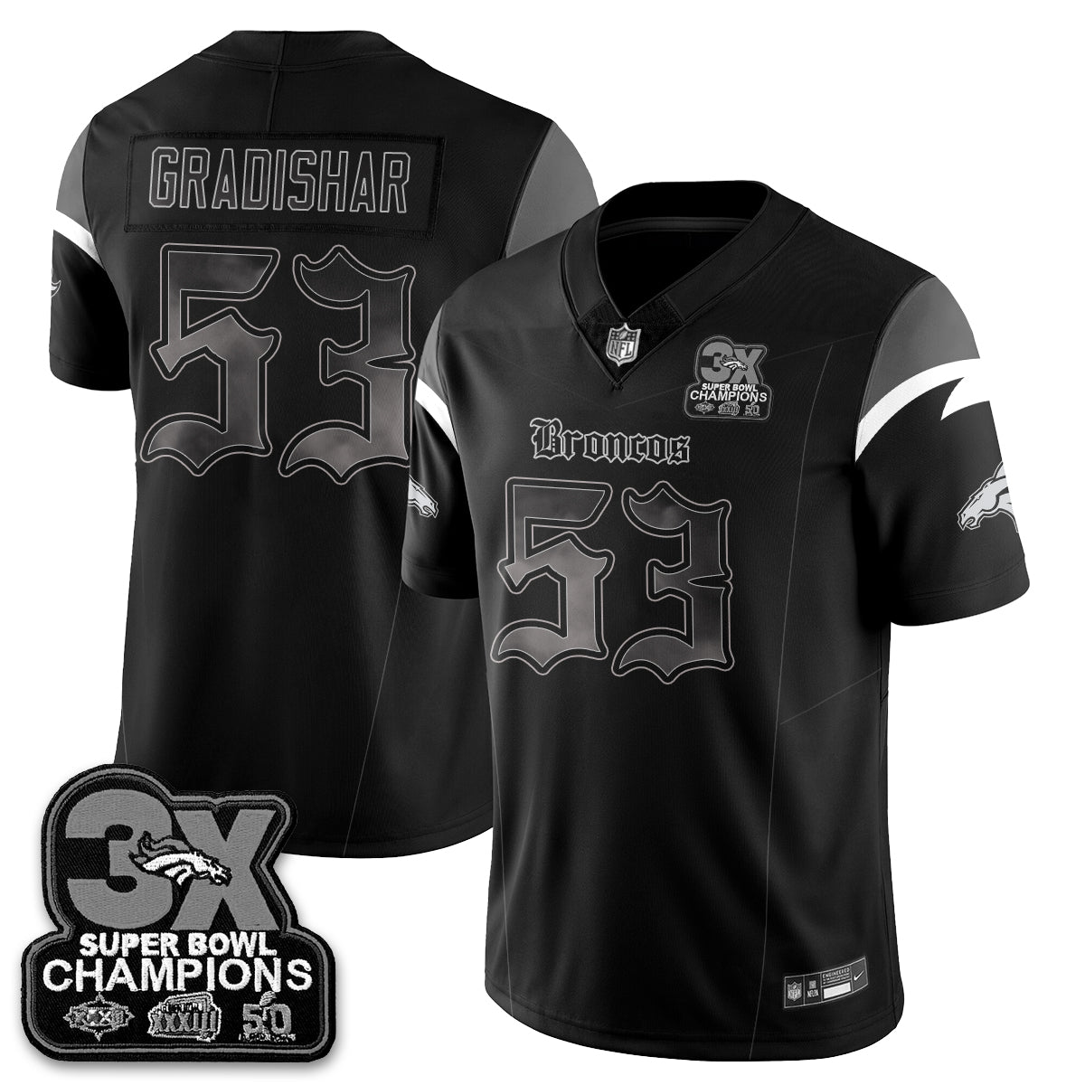 DEN 'Dark Gothic' Vapor Limited Jersey - 3-Time Champions - All Stitched-DTD